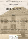 Délibérations du conseil municipal. 26 novembre 1911-28 octobre 1923