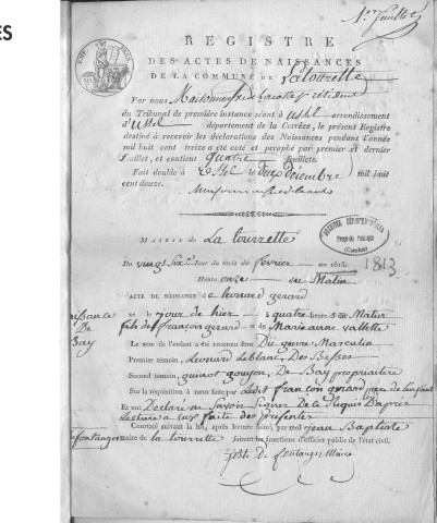 Naissances, mariages, décès (1813-1822)