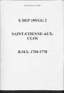 Baptêmes, mariages, sépultures (1750-1770)