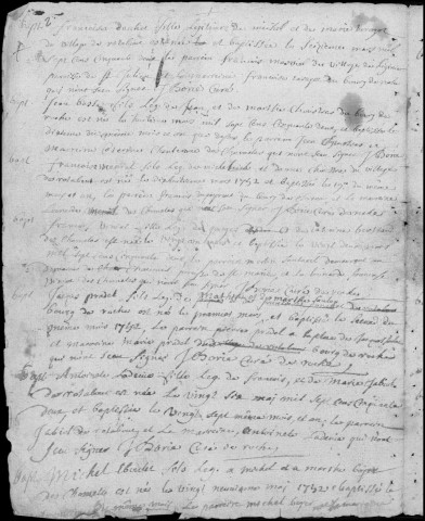 Baptêmes, mariages, sépultures (1752-1778)