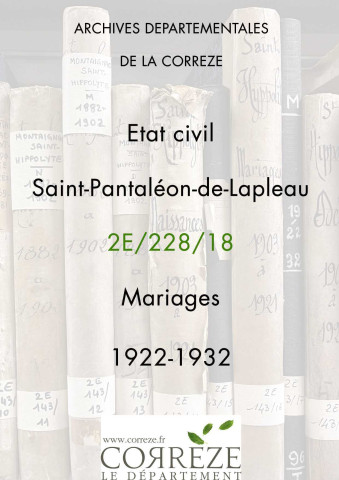 Mariages (1922-1932).