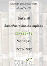 Mariages (1922-1932).
