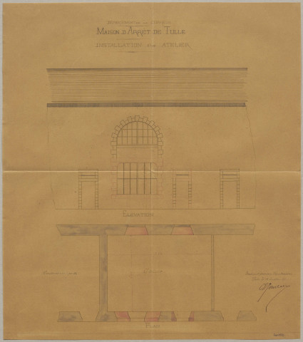Travaux : décomptes des travaux, correspondance, états de situation des travaux, devis, rapports, croquis sommaires des travaux par Lanck (1840), plans d'ensemble et de détails indiquant l'état des lieux et les nouvelles dispositions des bâtiments, cahier de croquis reliés, par Lanck (1847), ensemble de plans (1854).