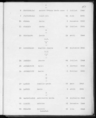 Tables décennales des décès (1943-1952)
