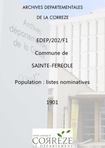 Population : Listes nominatives. 1901
