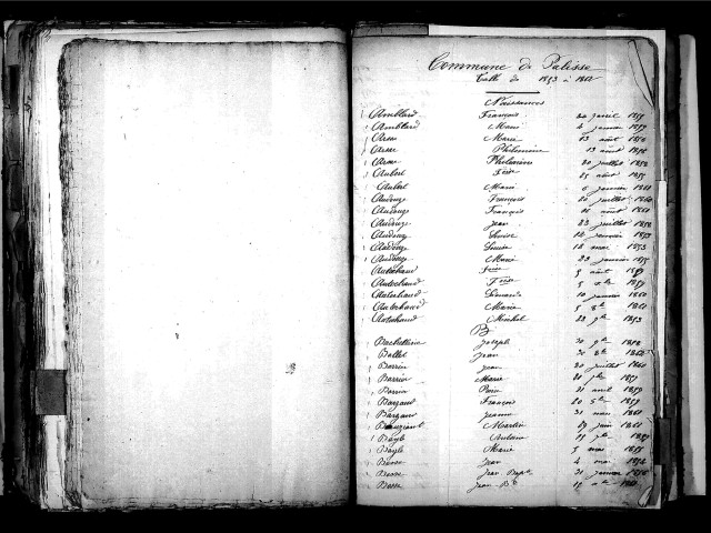 Tables décennales des naissances (1853-1862)