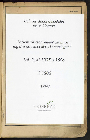 Classe 1899 : matricules 1005 à 1506.