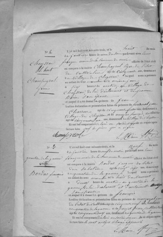 Naissances, mariages, décès (1863-1870)
