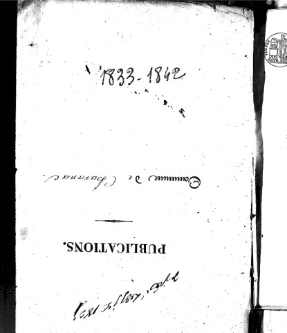 Naissances, mariages, décès (1833-1842)