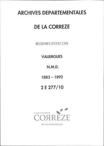 Naissances, mariages, décès (1883-1892)