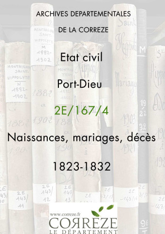 Naissances, mariages, décès (1823-1832)