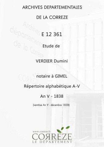 Répertoire alphabétique : A-V