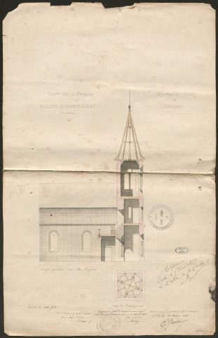Église et reconstruction du clocher.