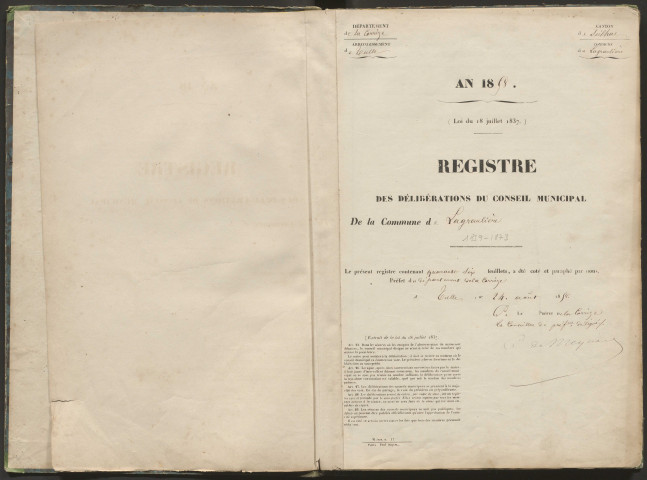 Délibérations du conseil municipal. 26 janvier 1859-11 mai 1873