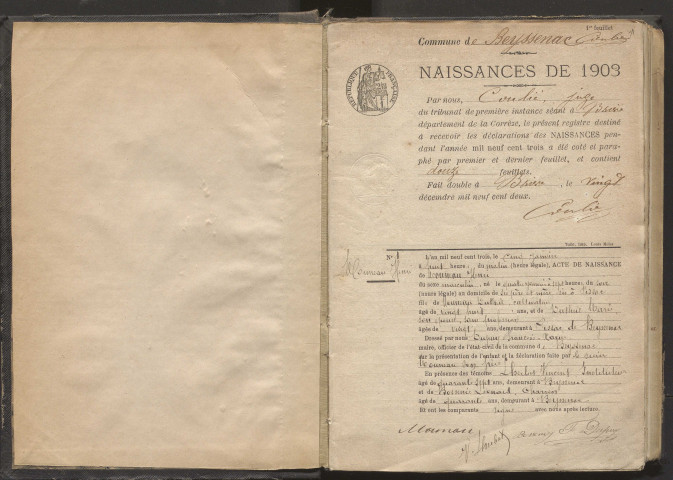 Naissances (1903-1922).