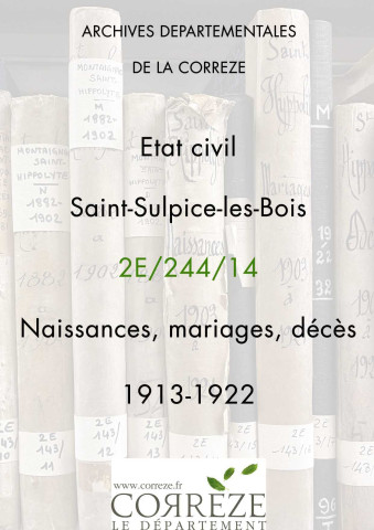 Naissances, mariages, décès (1913-1922).