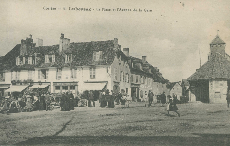 Lubersac : "Corrèze - 9. Lubersac - La place et l'avenue de la gare".