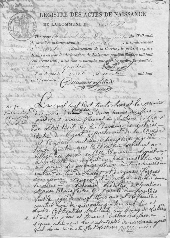 Naissances, mariages, décès (1833-1842)