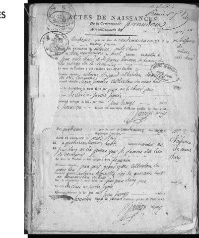 Naissances, mariages, décès (1803-1812)