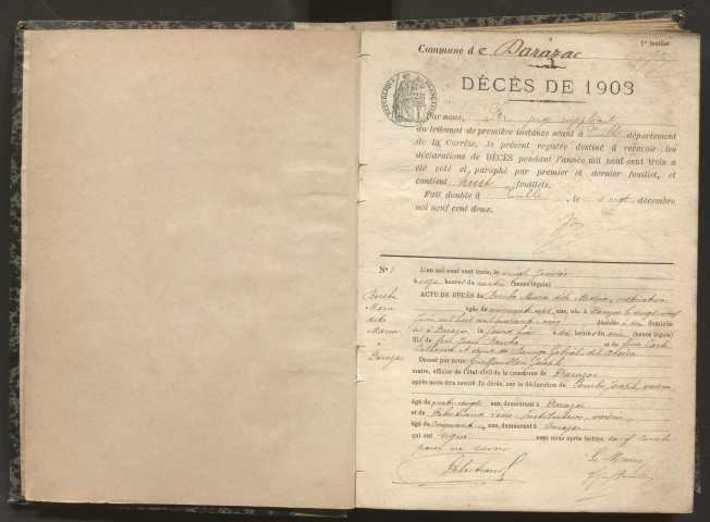 Décès (1903-1921).