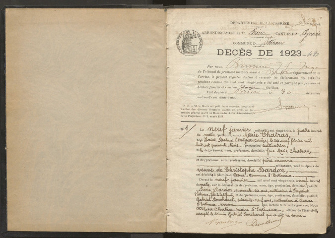 Décès (1923-1942).