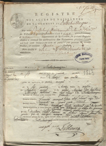 Naissances, mariages, décès (1813-1822)