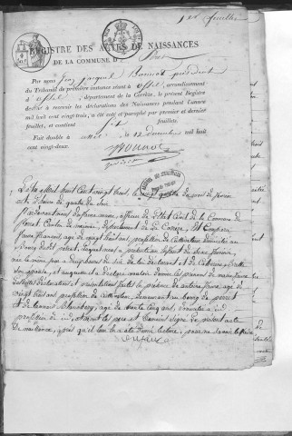 Naissances, mariages, décès (1823-1832)