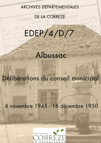 Délibérations du conseil municipal. 04 novembre 1945-16 décembre 1950