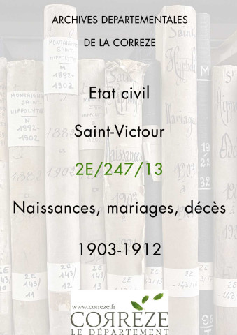 Naissances, mariages, décès (1903-1912).