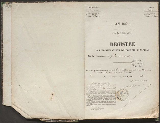 Délibérations du conseil municipal. 23 octobre 1864-25 avril 1875