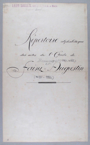 Répertoire alphabétique : A-V