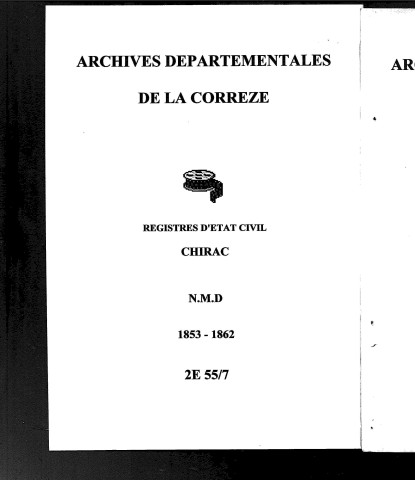 Naissances, mariages, décès (1853-1862)