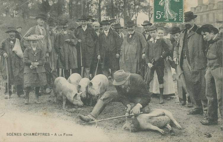 Folklore : "Scènes chamêptres - A la foire". (sic)