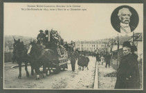 Brive-la-Gaillarde : "Docteur Michel Labrousse, sénateur de la Corrèze - Né à Ste-Féréole en 1847, mort à Paris le 12 décembre 1910 - Brive (14 décembre 1910) Obsèques du docteur Labrousse, sénateur et président du Conseil général de la Corrèze - Départ du cortège pour Ste-Féréole où il sera inhumé - Au fond, l'hôpital de Brive".