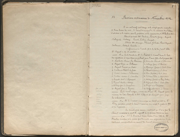 Délibérations du conseil municipal. 24 novembre 1912-07 novembre 1937
