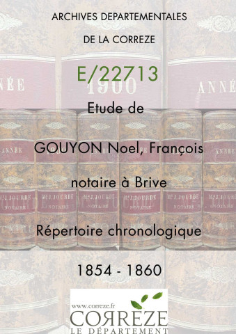 Répertoire chronologique : Janvier 1854-Avril 1860
