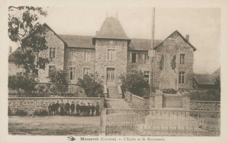 Masseret : "Masseret (Corrèze) - L'école et le monument".