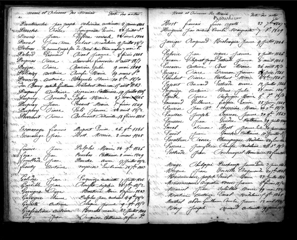 Tables décennales des mariages (1843-1852)