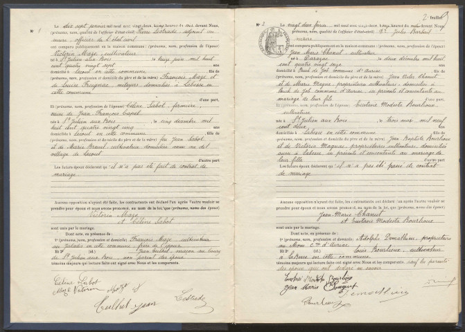 Mariages (1922-1932).