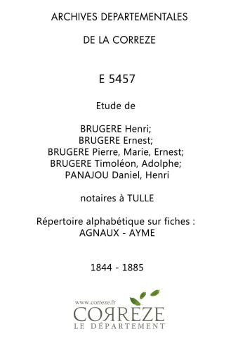 Répertoire alphabétique sur fiches : Agnaux-Ayme