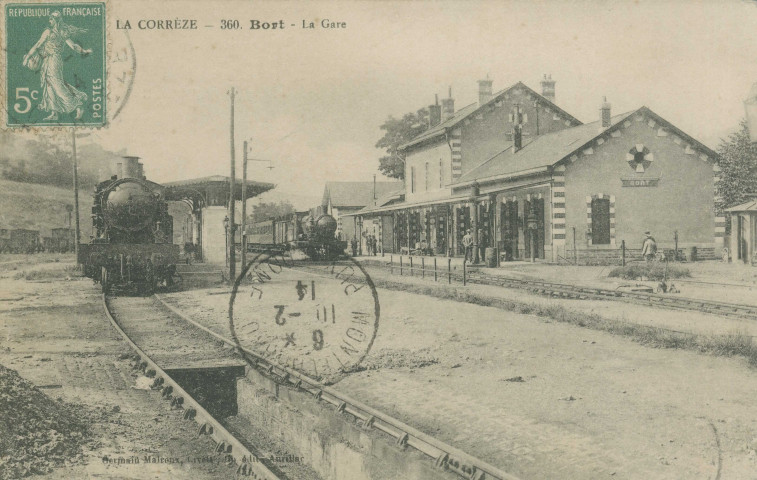 Bort-les-Orgues : "La Corrèze - 360. Bort. La gare".
