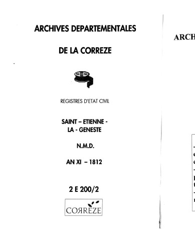 Naissances, mariages, décès (1803-1812)