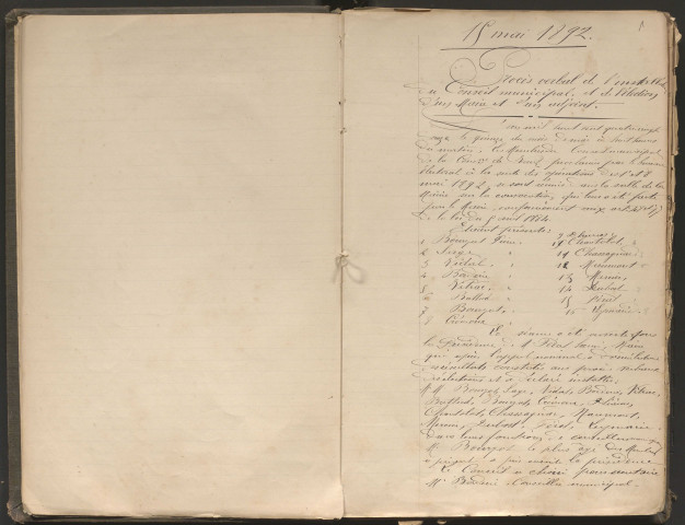 Délibérations du conseil municipal. 15 mai 1892-17 mai 1899