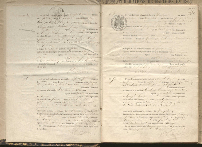 Naissances, mariages, décès (1863-1872)