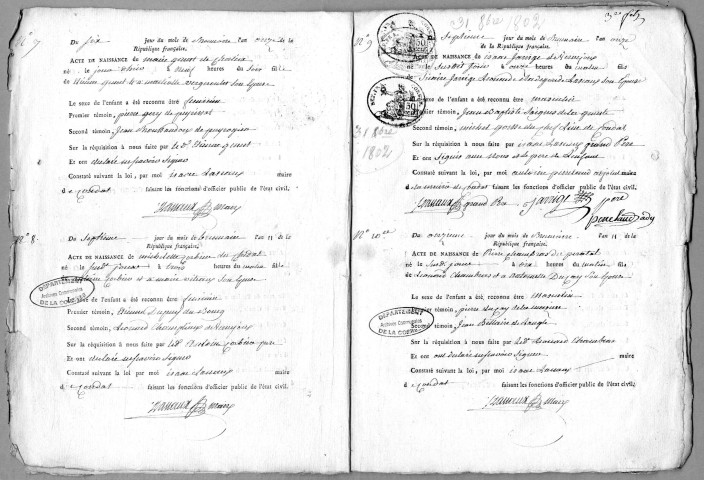 Naissances, mariages, décès (1803-1812)