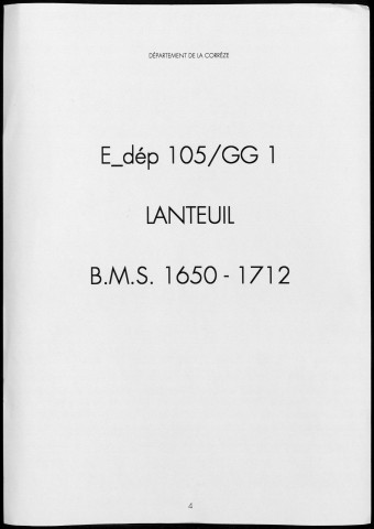 Baptêmes, mariages, sépultures (1650-1712)