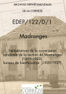 Délibérations de la commission syndicale de la section de Madranges (1899-1903) ; bureau de bienfaisance (1920-1927).