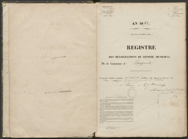 Délibérations du conseil municipal. 12 février 1859-20 mai 1868