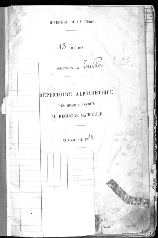 Classe 1934 : table alphabétique.