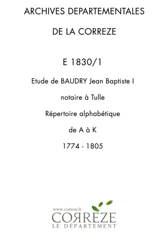 Répertoire alphabétique : A-J